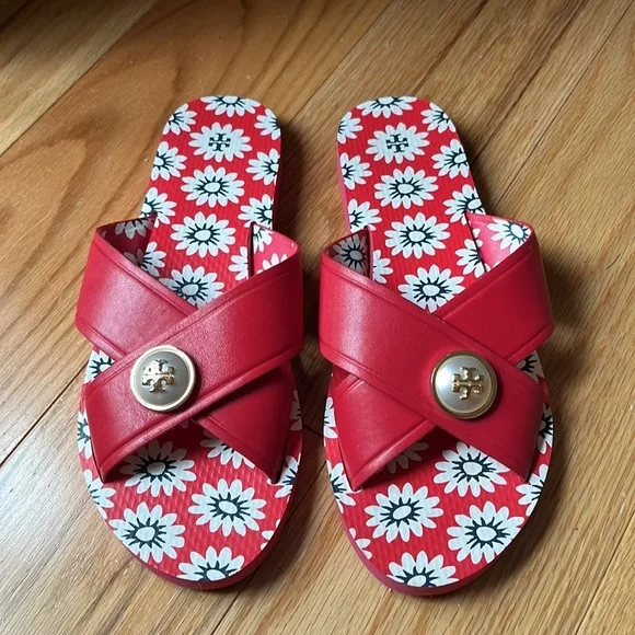Tory Burch Melody Criss Cross Leather Sandals Sz 9 - Picture 3 of 15
